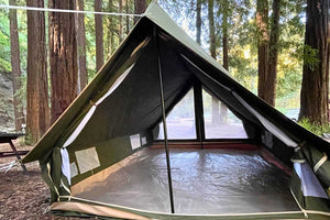 empty tent with poles