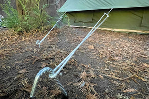 guy line ropes and pegs of canvas tent