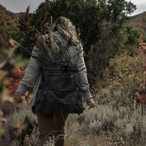 harvesting bag on woman