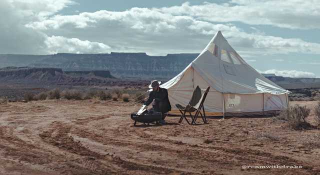 canvas tent in camping scene